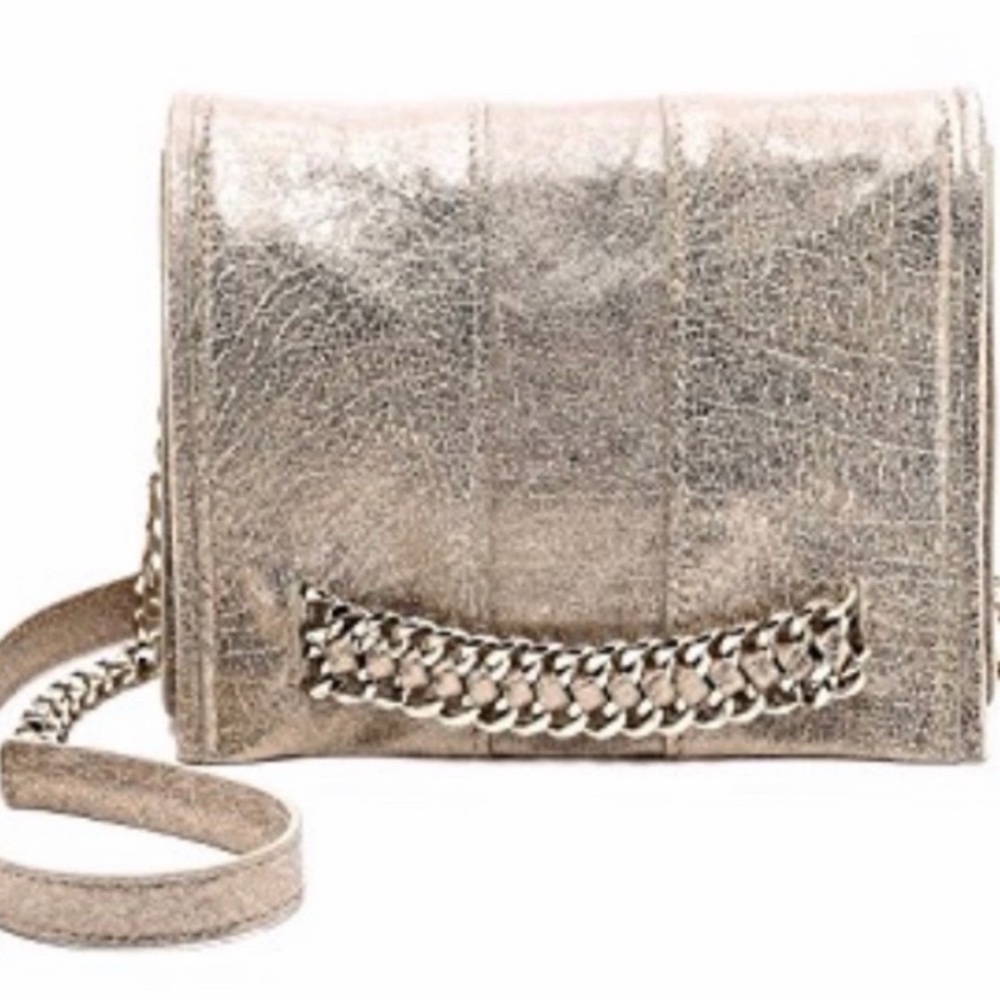 Ramy Brook Silver Crossbody Bag with Chain Detail